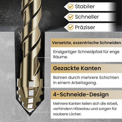 Hochfester Exzenterbohrer-Satz mit 4 Schneiden
