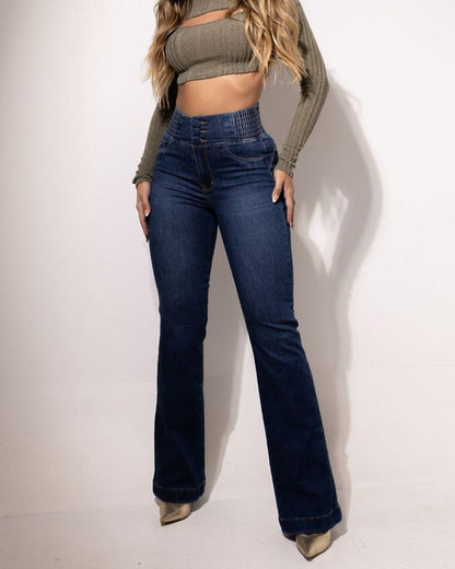 💕Frühlingsneuheit👖Stretch-Schlagjeans mit hohem Bund