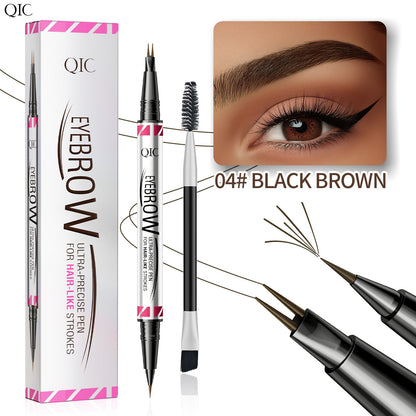 Double-ended Two-pronged Eyebrow Microblading Pencil with Eyebrow Brush