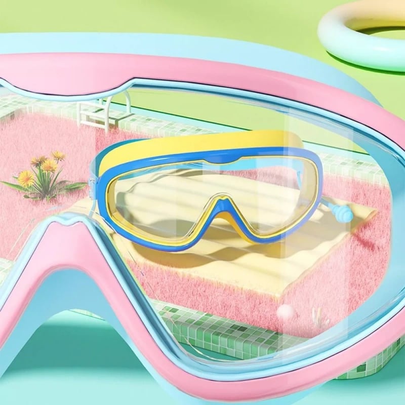 HD-Schwimmbrille für Kinder mit großem Rahmen, wasserdicht und anti-beschlagend
