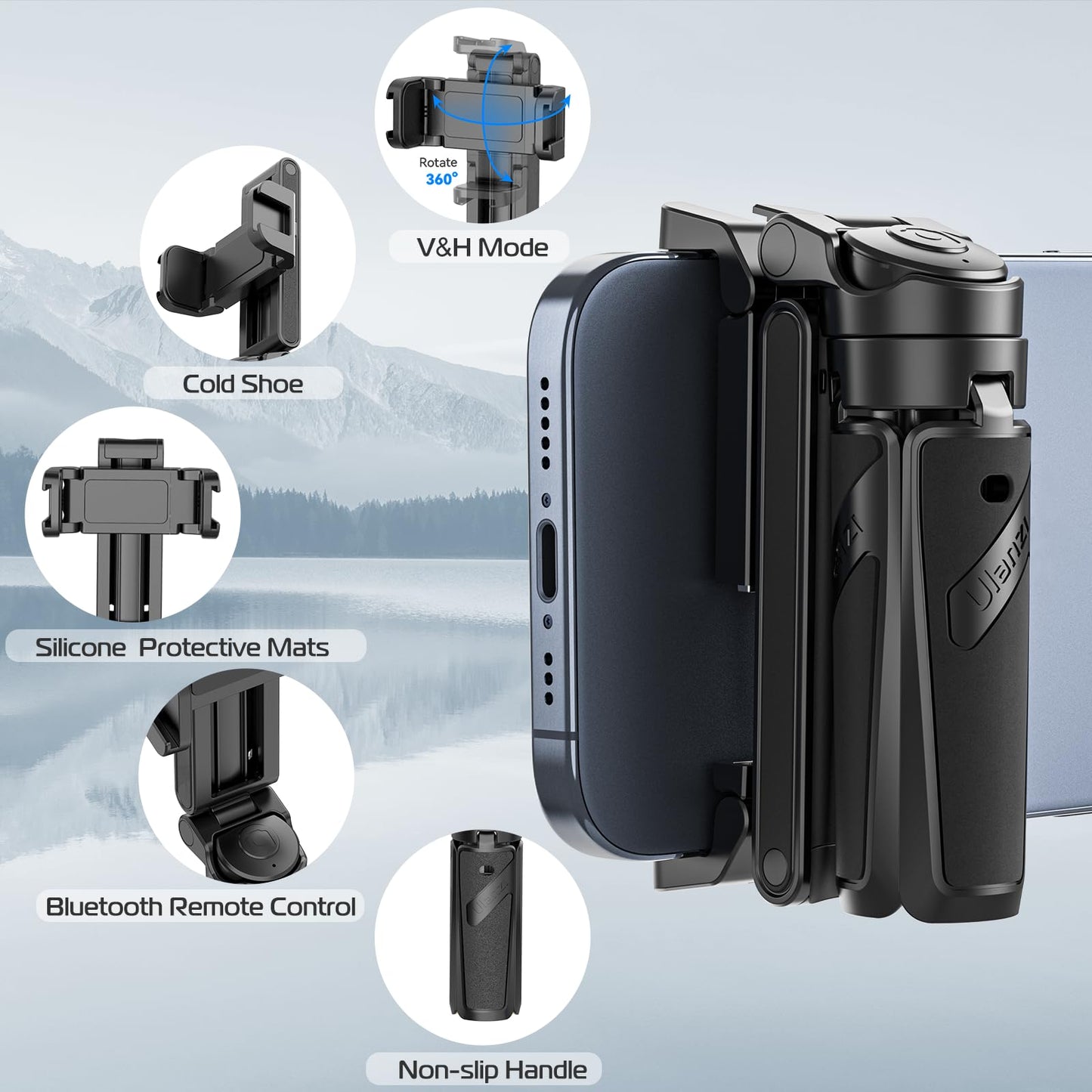 Ausziehbares Selfie Stick Stativ im Taschenformat mit abnehmbarer Fernbedienung