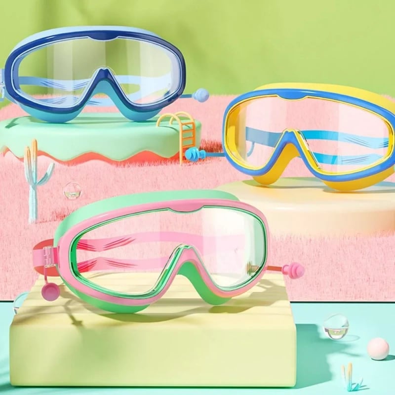 HD-Schwimmbrille für Kinder mit großem Rahmen, wasserdicht und anti-beschlagend