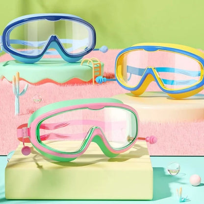 HD-Schwimmbrille für Kinder mit großem Rahmen, wasserdicht und anti-beschlagend