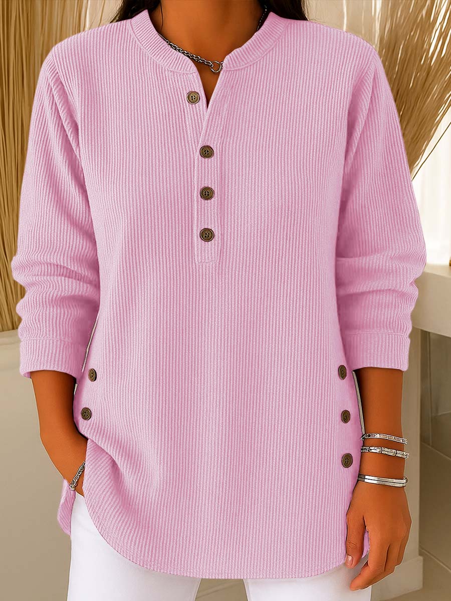 Langärmeliges, locker gestricktes Sweatshirt aus einfarbigem Material mit Rundhalsausschnitt für Damen