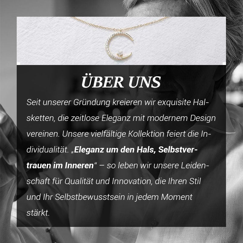 Glitzernder Mond und Sterne Halskette