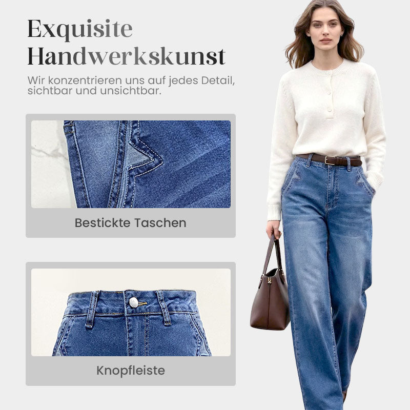 Damen-Vintage-Hochbund-Weitbeinjeans