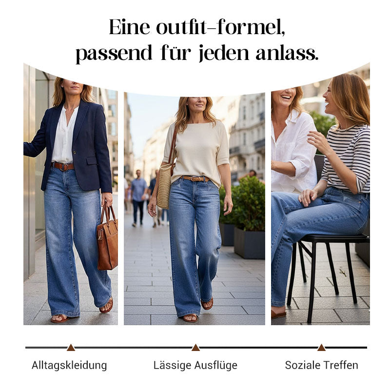 Damen-Vintage-Hochbund-Weitbeinjeans