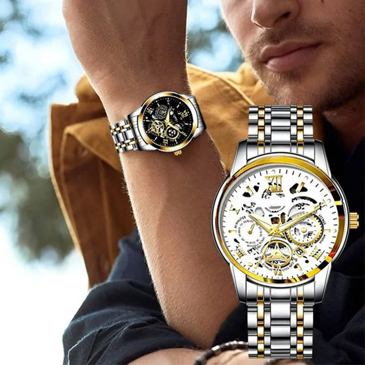 Wasserdichte römische skelettierte mechanische Herrenuhr