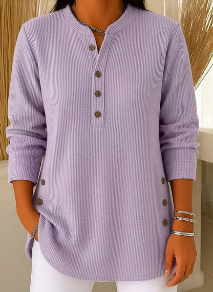 Langärmeliges, locker gestricktes Sweatshirt aus einfarbigem Material mit Rundhalsausschnitt für Damen