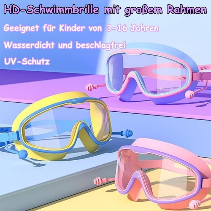 HD-Schwimmbrille für Kinder mit großem Rahmen, wasserdicht und anti-beschlagend