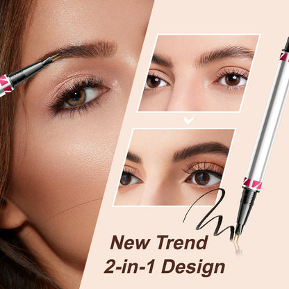 Double-ended Two-pronged Eyebrow Microblading Pencil with Eyebrow Brush