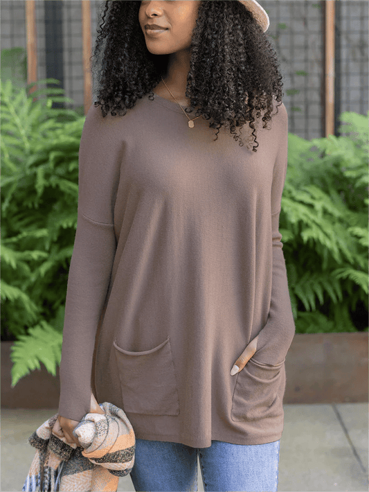 🎁HOT SALE 50% OFF⏳ LONG SLEEVE THUMBHOLE SWEATER POCKET TUNIC