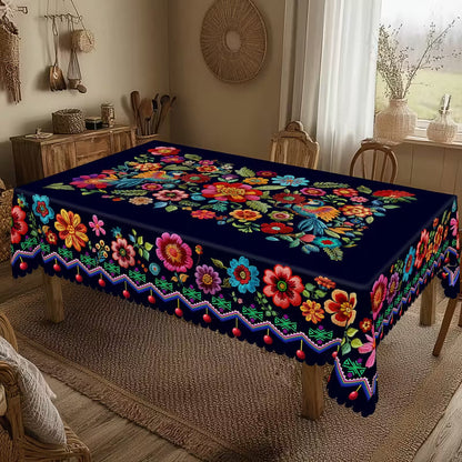 🔥Heißer Verkauf🔥Mexikanische Blumentischdecke mit gewelltem Rand (70% RABATT)