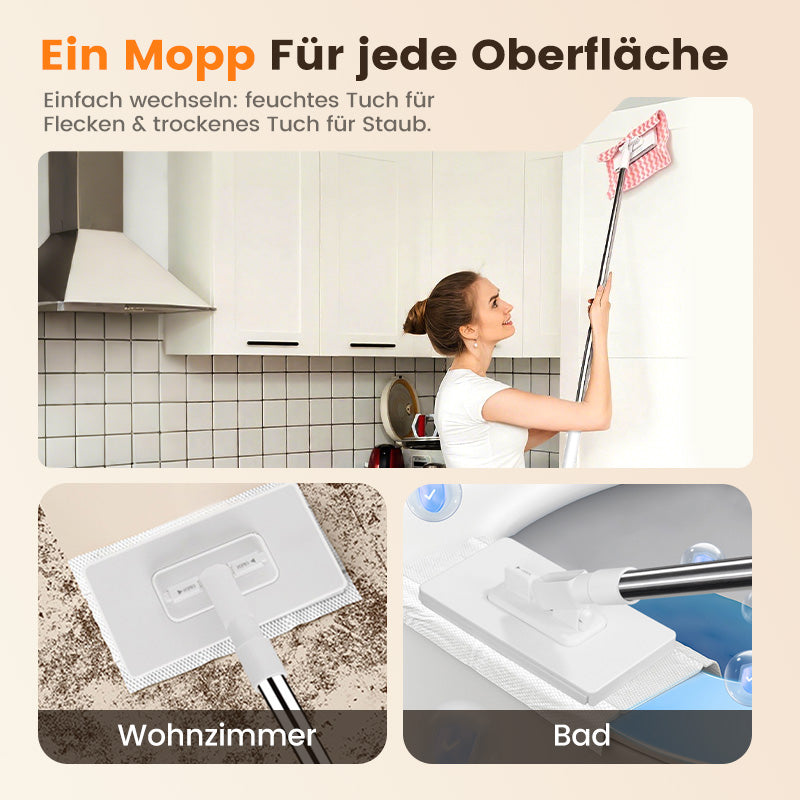 🎁50% Rabatt🧹✨ Einweg-Staubmopp mit 4 wiederverwendbaren Bezügen – Praktisch und effektiv 💥🌟
