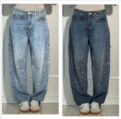 Damen-Jeans mit Strassverzierung – Lässige, bequeme Hose für Alltag & Freizeit ✨👖