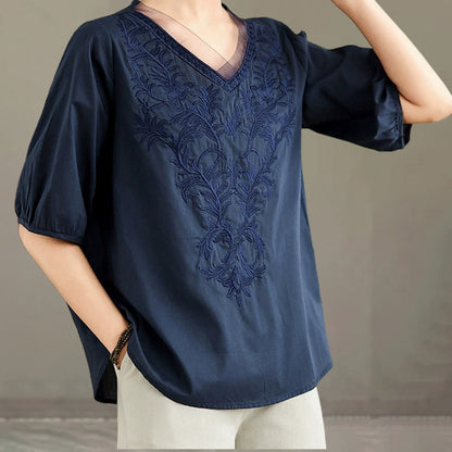 Three-Dimensional Embroidery Summer Women's T-Shirt