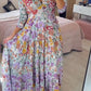 Floral Print Tiered Hem Maxi Dress