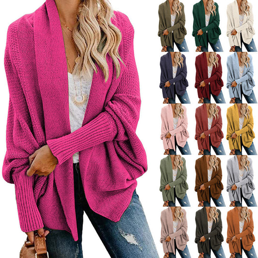 Woman'S Batwing Cable Knitted Slouchy Oversized Cardigan Sweater