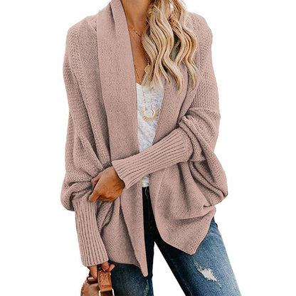 Woman'S Batwing Cable Knitted Slouchy Oversized Cardigan Sweater