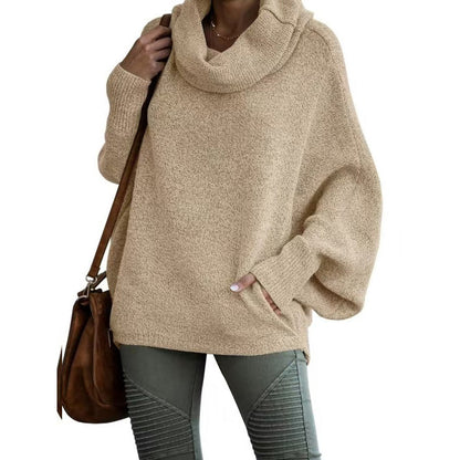 2024 Fall sale!!🍁Cowl Neck Batwing Sleeve Pullover Sweater with Pockets