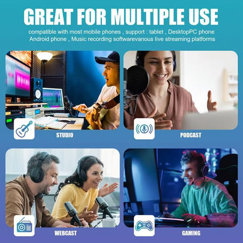 🎤✨ Live-Streaming-Audioset mit Mikrofon – 12-stufiges Tonverhältnis + Hochwertig + Kompatibel! ✨