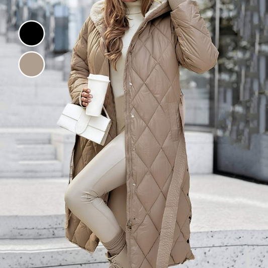 Women's Winter Hooded Long Coat with Belt