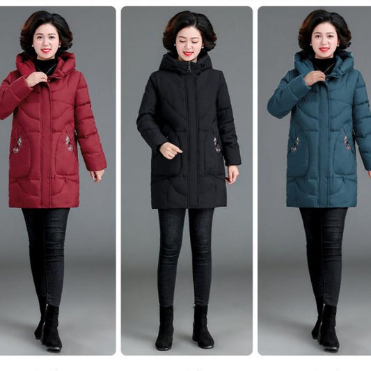 Women's Winter Mid-length Hooded Cotton Jacket