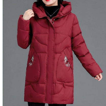 Women's Winter Mid-length Hooded Cotton Jacket