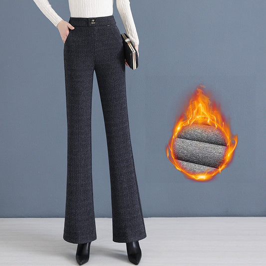 Women's Warm Thickened High-Waisted Flared Pants