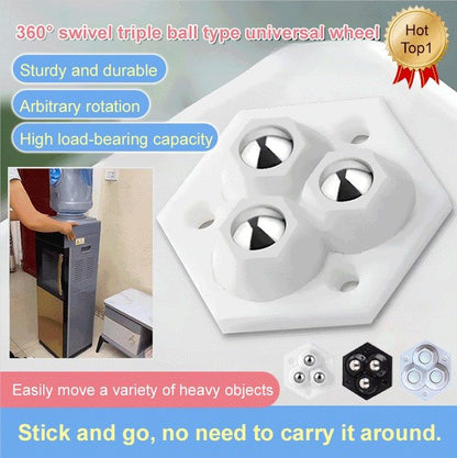 Neues selbstklebendes Universalrad, 360°-Doppelkugel ohne Schlag, verschleißfest, tragend, geräuschlose kleine Riemenscheibe