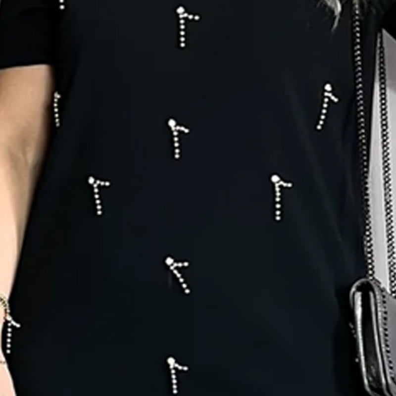 Damen Kleid mit Strassverzierungen und Kurzarm