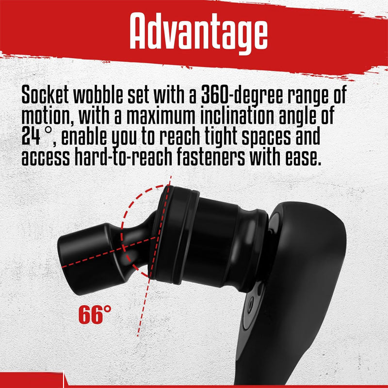 15-teiliges 3/8-Zoll Flach-Stecknuss-Set mit Kardangelenken für Schlagschrauber