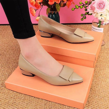 Elegante Pumps mit niedrigem Absatz aus Leder für Damen🌸🌞Weiche Sohle für leichtes Entfernen