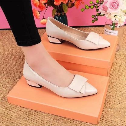 Elegante Pumps mit niedrigem Absatz aus Leder für Damen🌸🌞Weiche Sohle für leichtes Entfernen