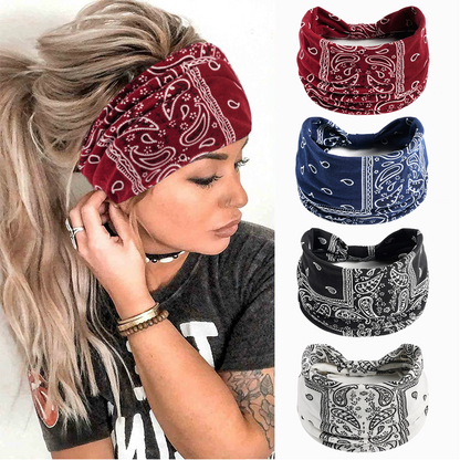🌸Böhmisches Yoga-Stirnband: Schweißabsorbierende Kopfbedeckung mit amerikanischem Mantel-Blumenmuster🎀💧
