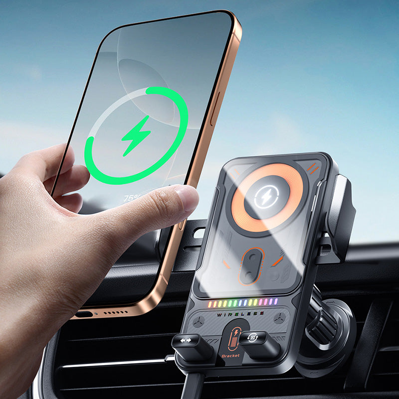 📱Intelligente 2-in-1 Auto-Drehbare Handyhalterung & Kabelloses Ladegerät⚡