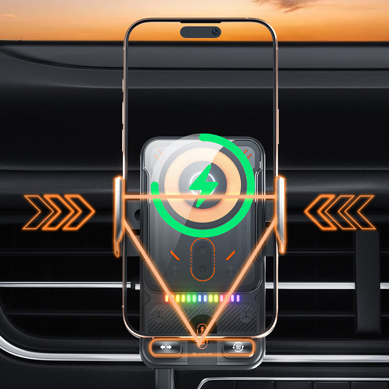 📱Intelligente 2-in-1 Auto-Drehbare Handyhalterung & Kabelloses Ladegerät⚡