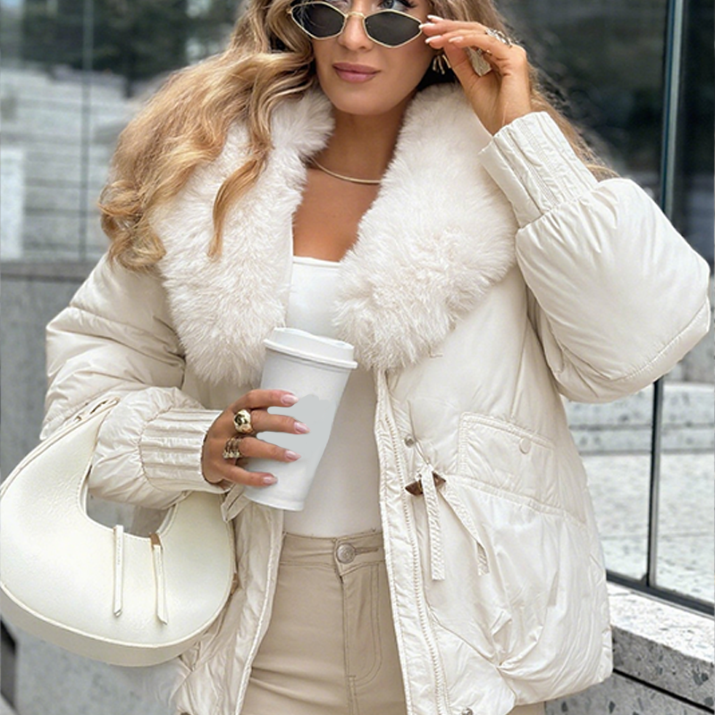 🔥Black-Friday-Mega-Angebot – 58% Rabatt!🔥Stilvolle Steppjacke mit Kunstpelzkragen