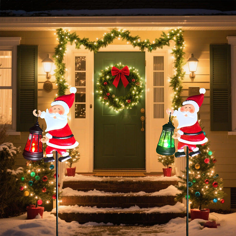 Solarbetriebene Gartenleuchte mit Weihnachtsmannmotiv