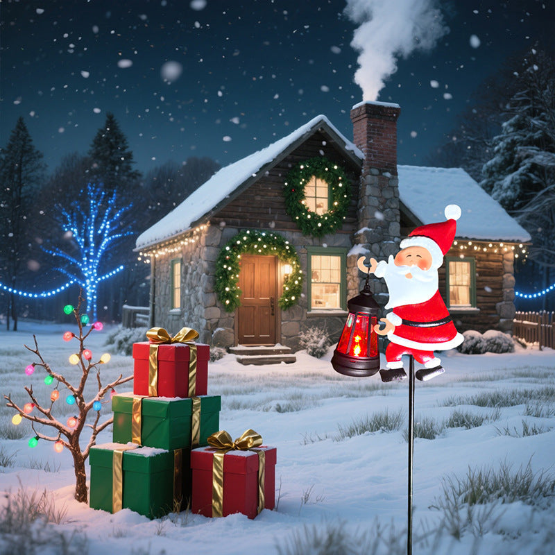 Solarbetriebene Gartenleuchte mit Weihnachtsmannmotiv
