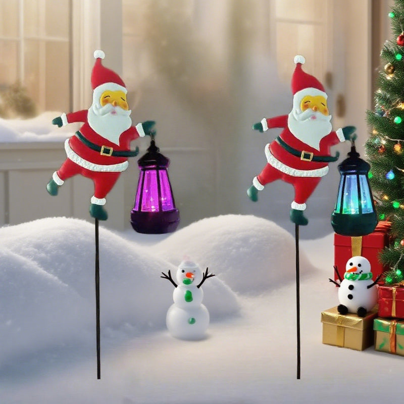 Solarbetriebene Gartenleuchte mit Weihnachtsmannmotiv