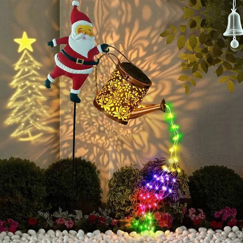 Solarbetriebene Gartenleuchte mit Weihnachtsmannmotiv