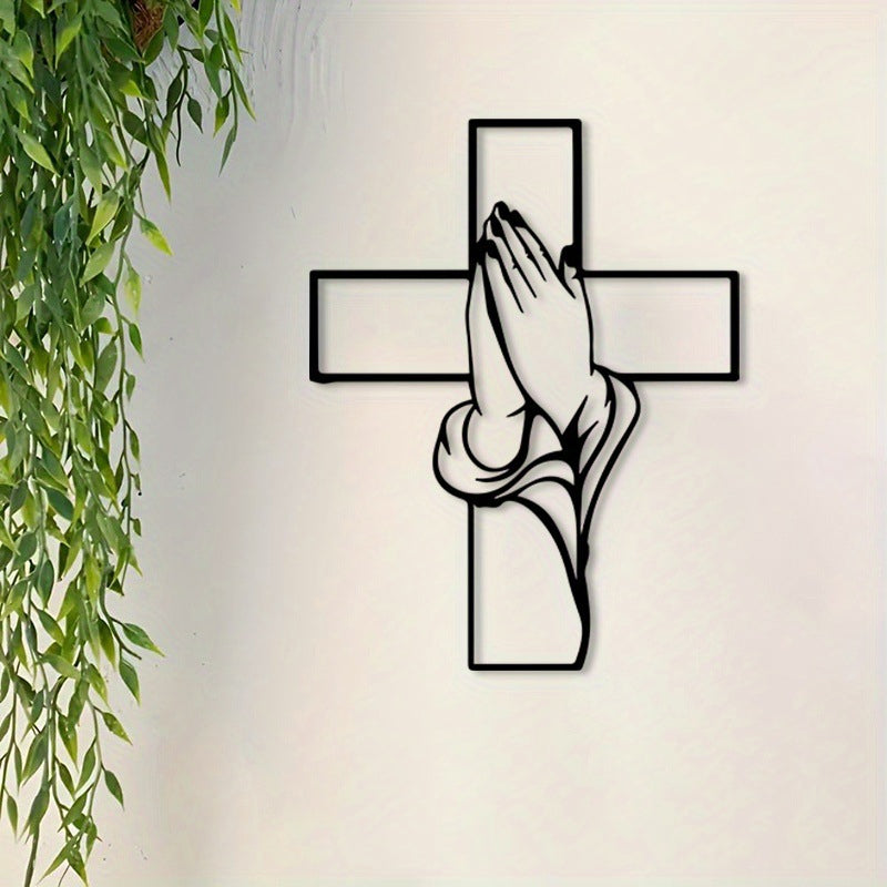 Spirituelle Wohnkultur Kreuz mit betenden Händen