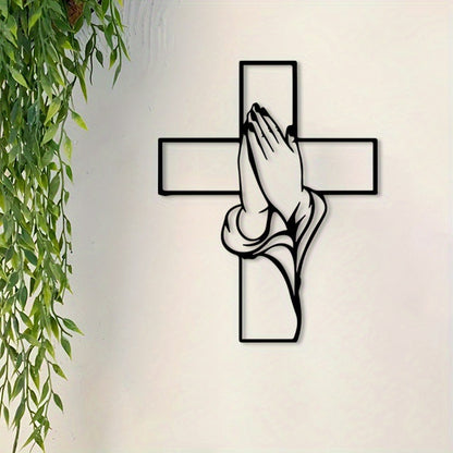 Spirituelle Wohnkultur Kreuz mit betenden Händen