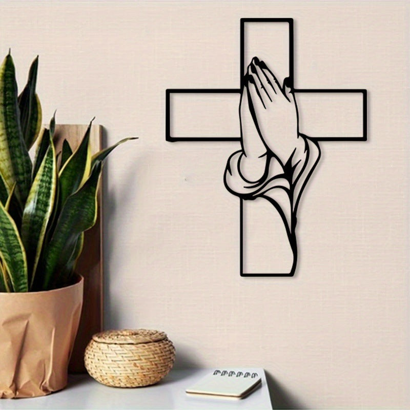 Spirituelle Wohnkultur Kreuz mit betenden Händen