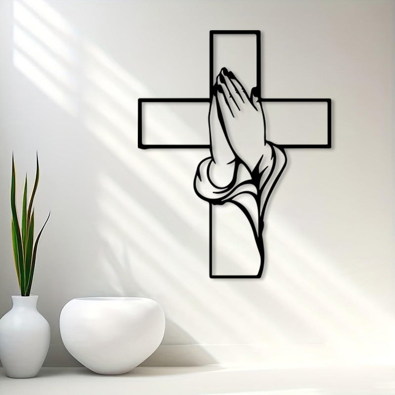Spirituelle Wohnkultur Kreuz mit betenden Händen