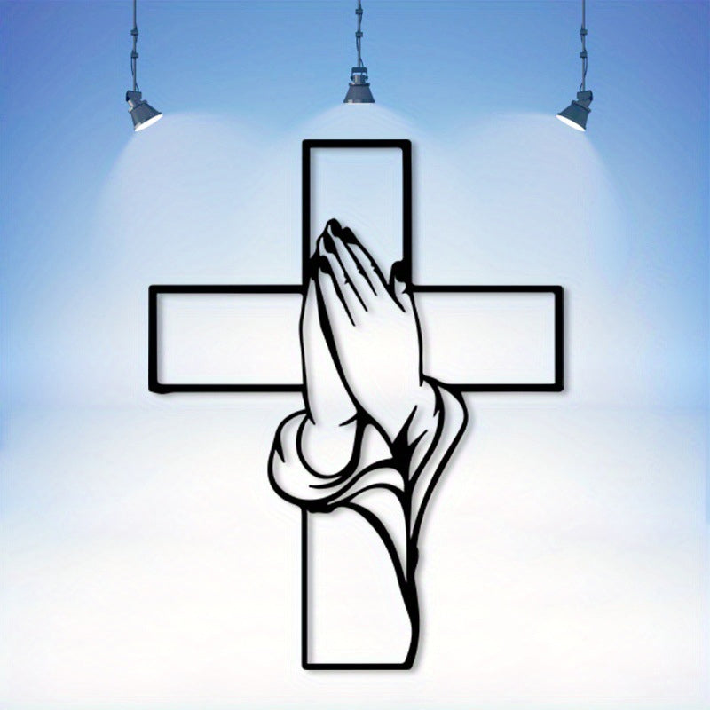 Spirituelle Wohnkultur Kreuz mit betenden Händen