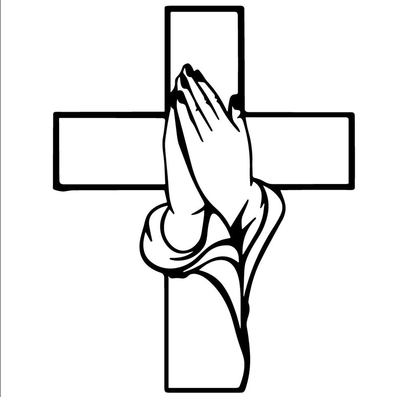 Spirituelle Wohnkultur Kreuz mit betenden Händen