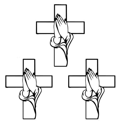 Spirituelle Wohnkultur Kreuz mit betenden Händen