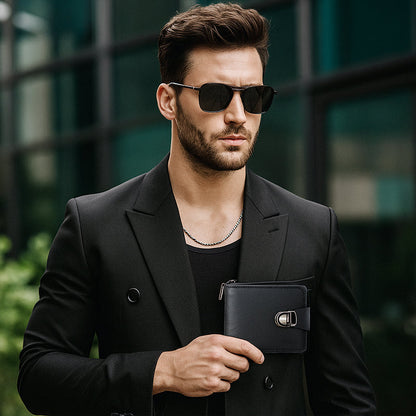 Herren-Geldbörse im Vintage-Stil mit Reißverschluss